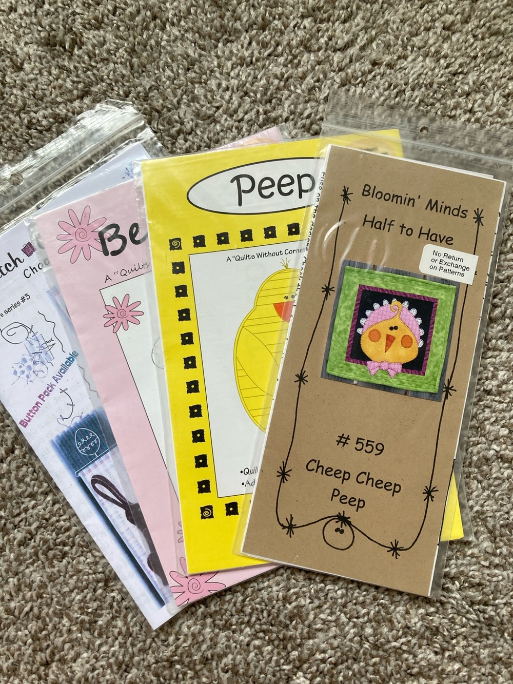 Lot 4 Easter quilting craft patterns patch abilities Silk Road Creations bunny
